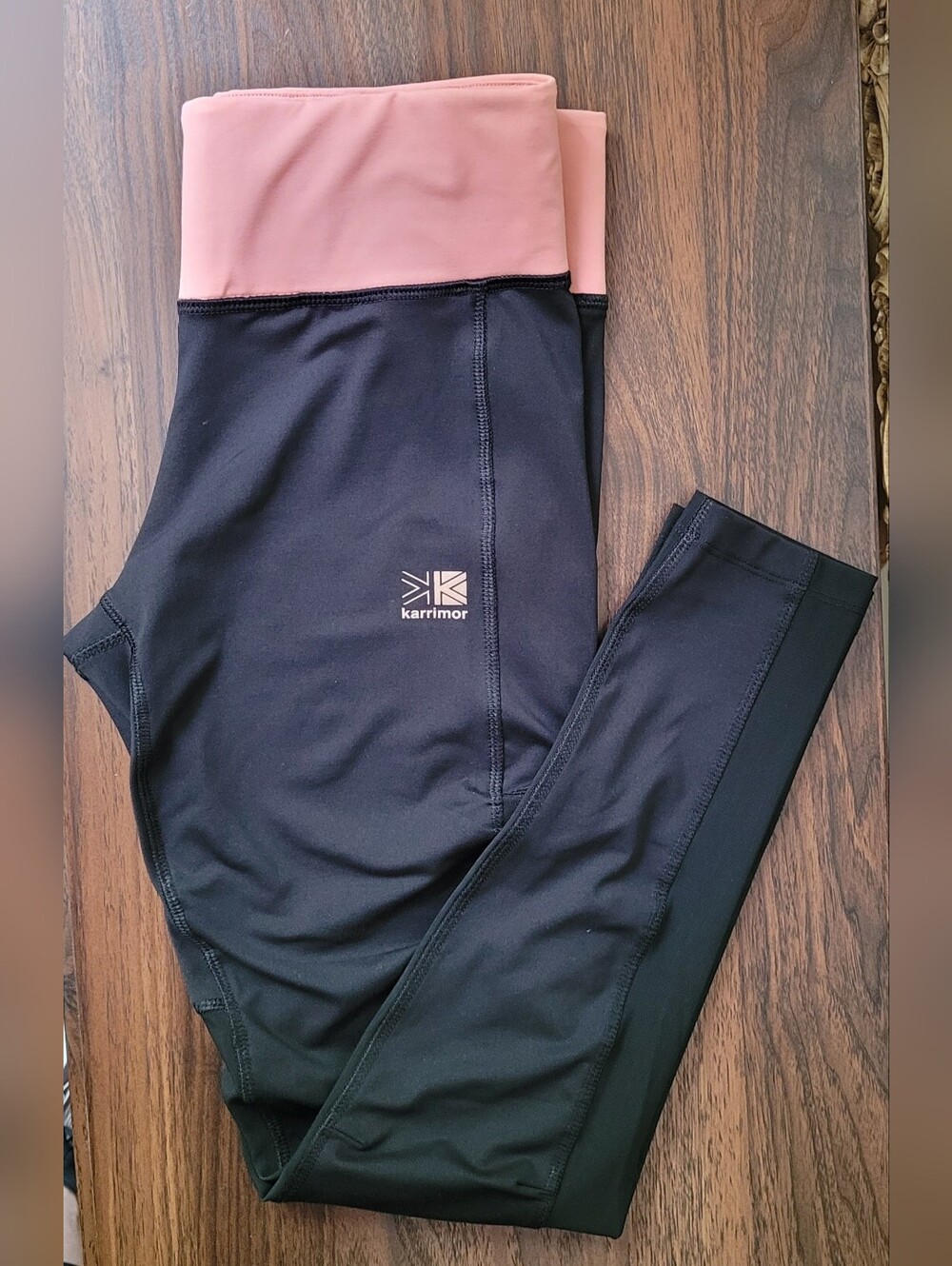 Karrimor X-Lite Running Black Leggings with Peach Color Waistband Size 8